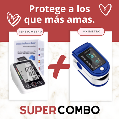 ¡Monitorea tu salud desde casa con precisión profesional! Kit Tensiometro + Oxímetro Digital