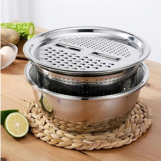 Set Bowl Multifuncional 3 en 1 con Colador y Rallador